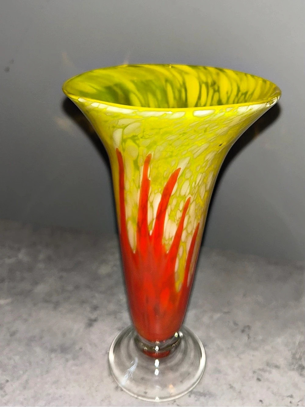 Margie’s Garden Glass Art Vase in Yellow & Red
